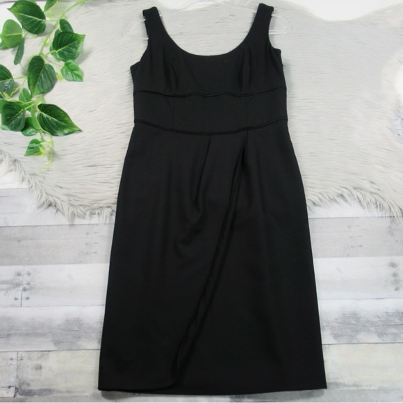 GIORGIO ARMANI Black Wool Crepe Tulip
Draped Sleeveless Sheath Dress Size 42 / 6 - Picture 5 of 14
